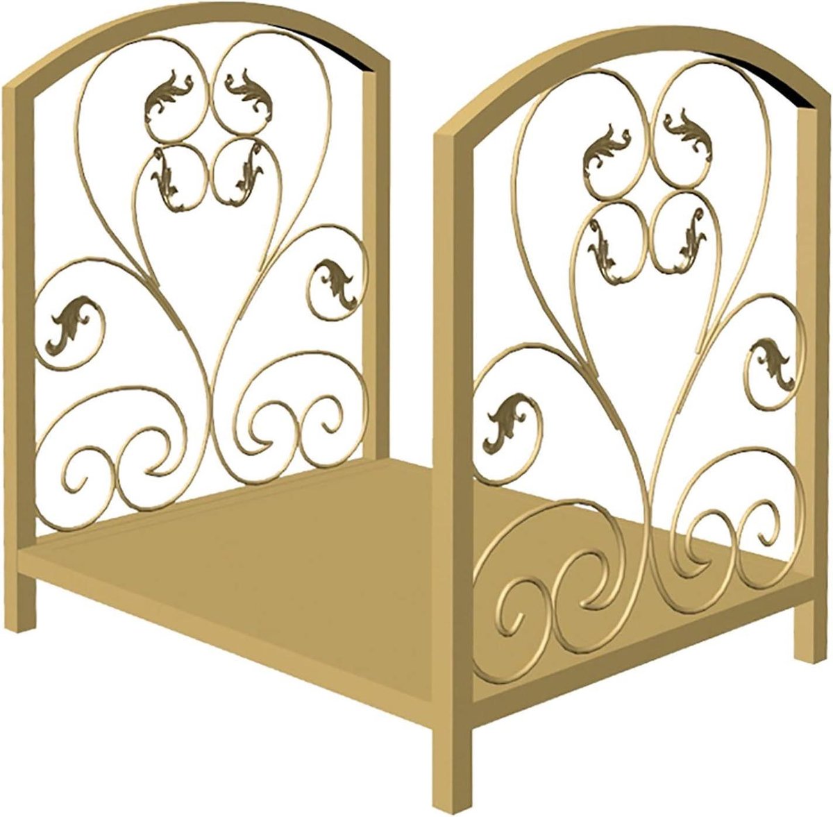 Houtrek Stand - Hout Opslag - Haardhout Opslag - Stevig Wrought Iron - 45 cm Hoog - Goudkleurig