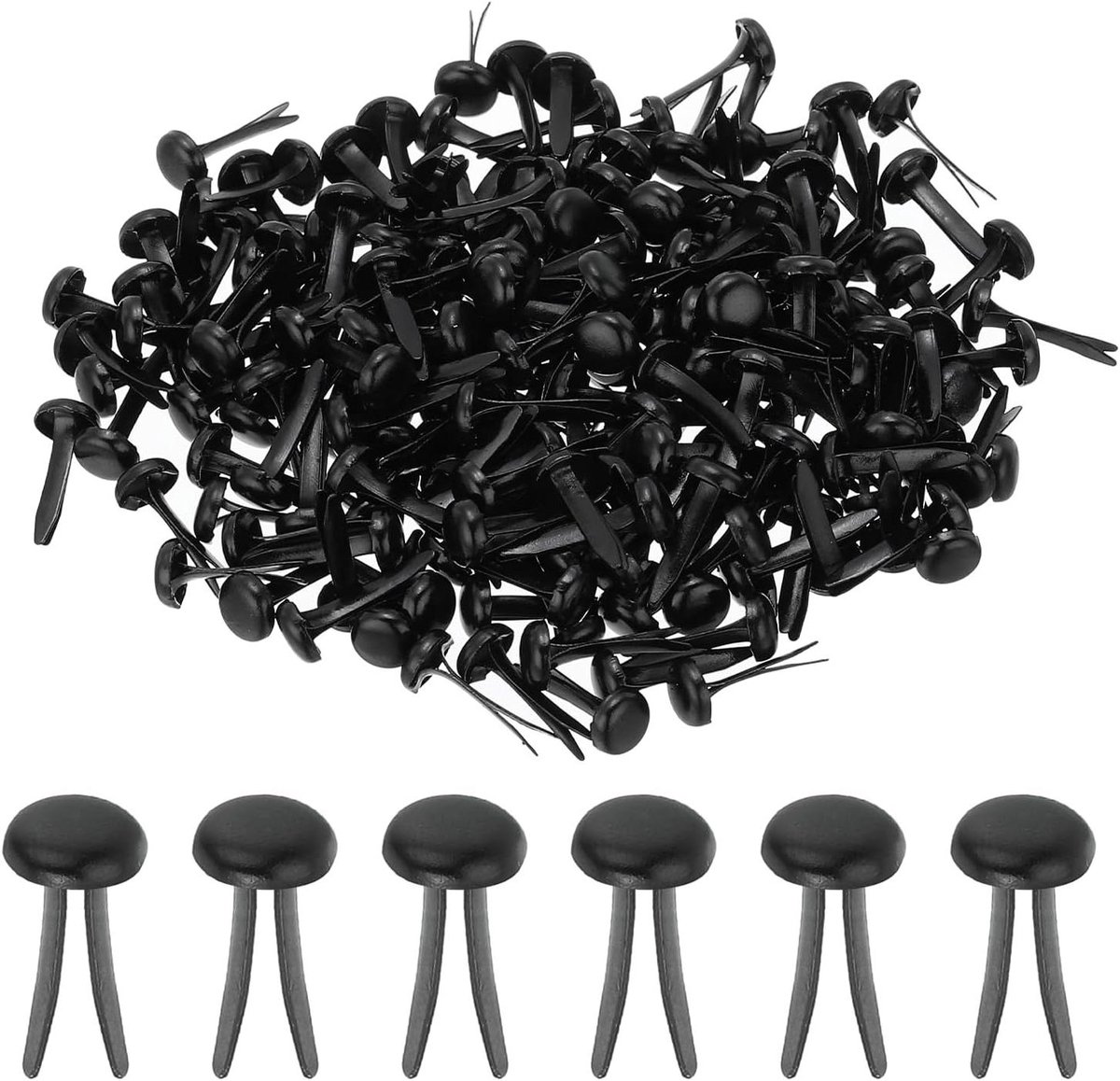 Papieren Bevestigingsmiddelen - Mini Brads - Ambachtelijke Kunst - Gladde Kleur - 1000 Stuks - Zwart