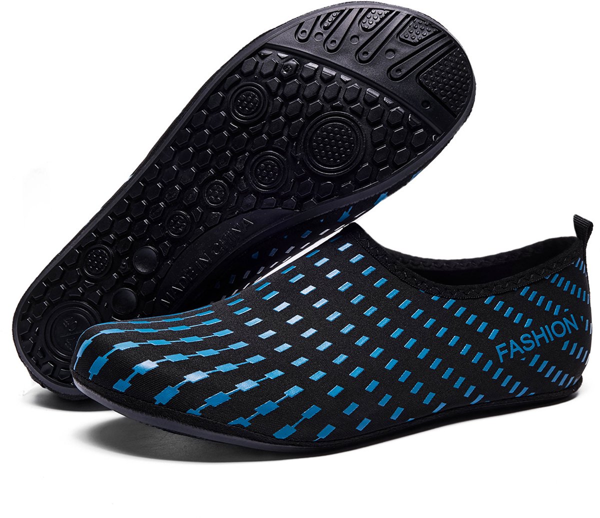 Unisex waterschoenen – Antislip surfschoenen – Lichtgewicht & flexibel – Blotevoetengevoel – Geschikt voor snorkelen, zwemmen, beachvolleybal, yoga en buitenactiviteiten – blauw – Maat: EU 46-47