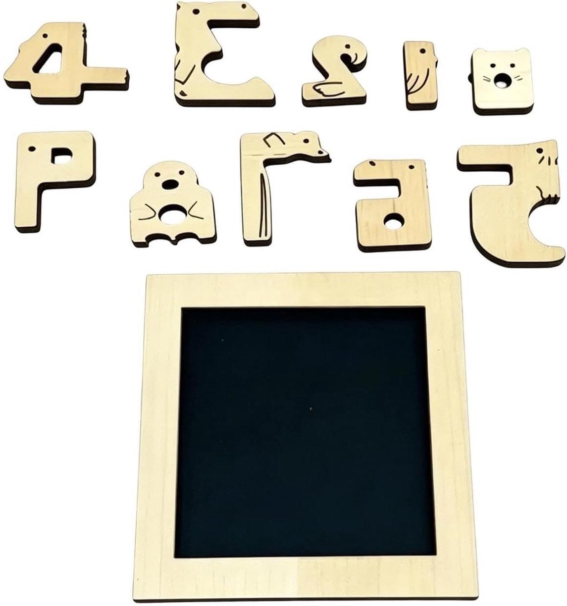 Houten Dier Puzzel - Tel Bord - Vroeg Leren - Abstracte Vormen - 15x20 cm - Multicolor