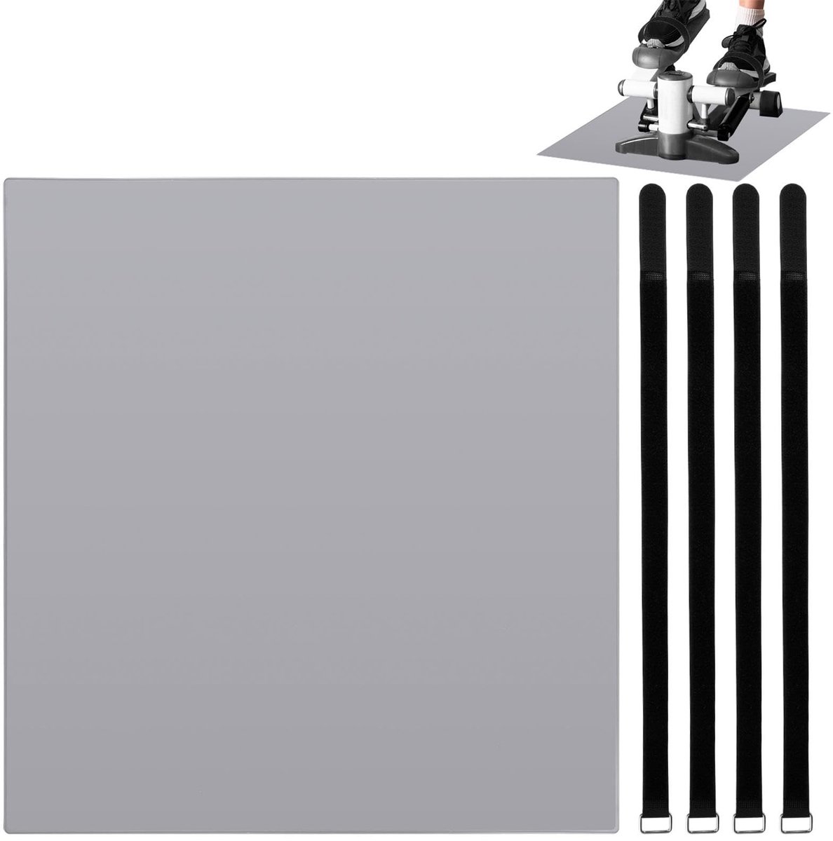 Dailygoods- Antislipmat voor Crosstrainers - Verbeterde Stabiliteit - Vloerbescherming - Ellips Antislipmat 55x60cm - Pedaalbanden 4 stuks - Zwart/Grijs - Fitnessmat