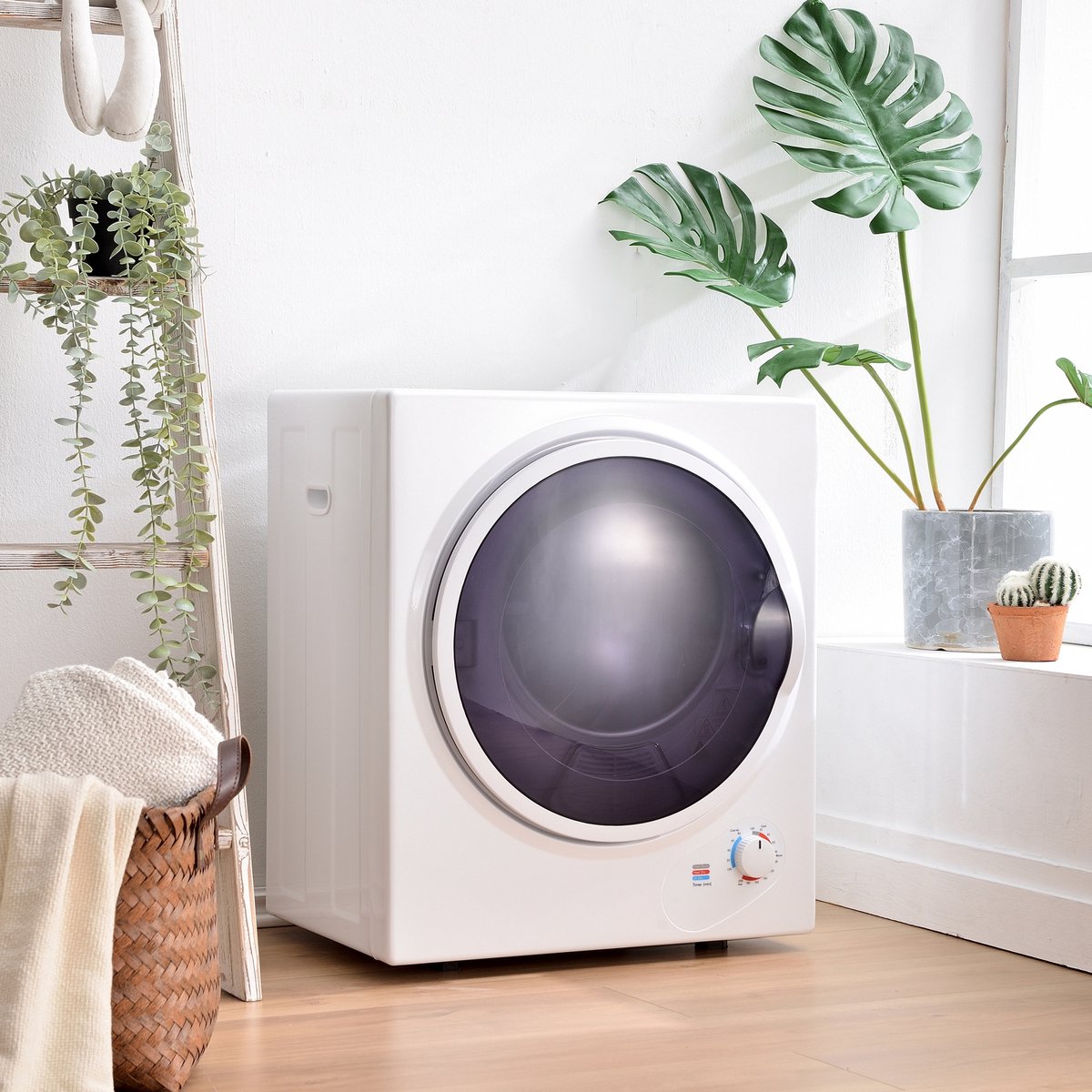 RAYOFI-Afzuigdroger 2,5 kg - wandmontage - timer van 200 minuten - dubbellaags filter - PTC-keramisch verwarmingselement - roestvrijstalen trommel - oververhittingsbeveiliging - droogtemperatuur 65 °C