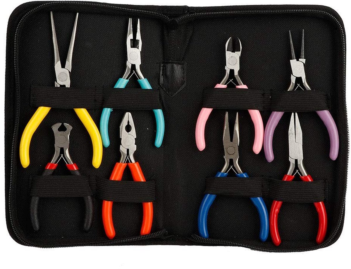 Dailygoods - 8-delige Mini Pliers Set voor Sieraden - Hoogwaardige Stalen Tangenset