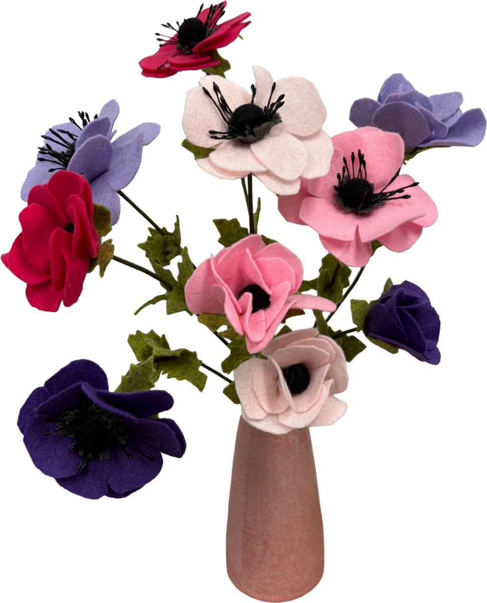 Vilt Bloemen - DIY Pakket - Anemonen - Set van 9 takken - Zelf maak bloemen