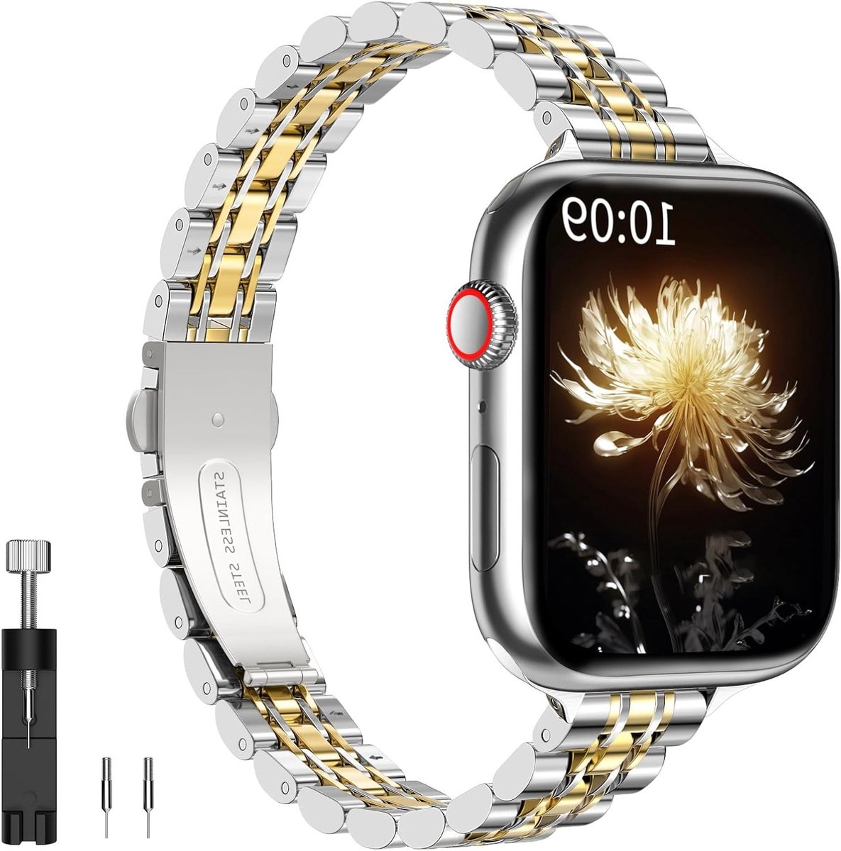 Verstelbare RVS Horlogeband voor Apple Watch 38/40/41/42 mm - Dames Armband voor Series 1 t/m 10 - Stijlvolle en Duurzame Accessoire