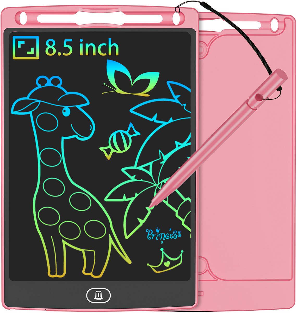 8,5 Inch Elektronisch Schrijfbord voor Kinderen – Herbruikbaar Tekenbord met Stylus – Roze