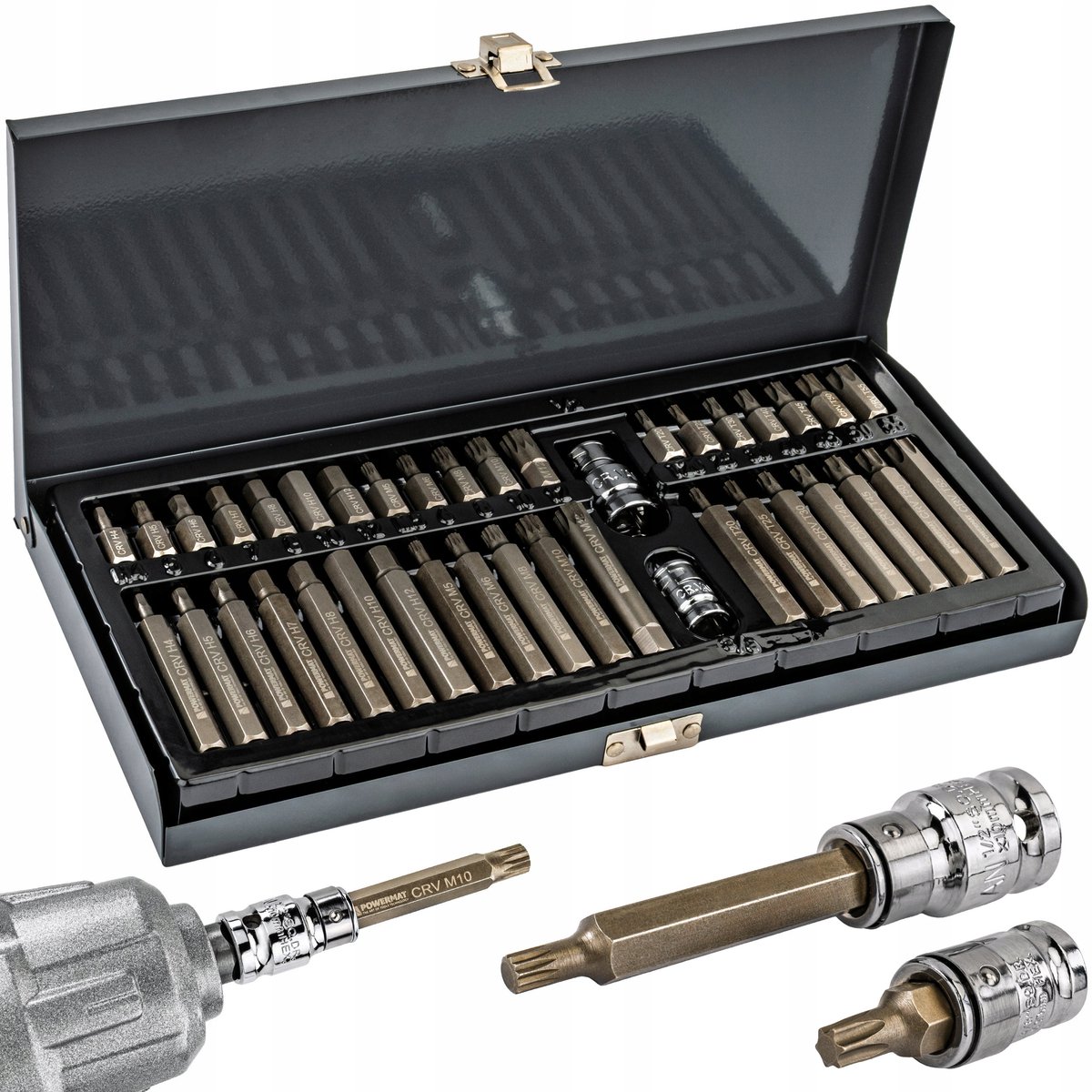 40-delige Impact Bitset CrV: Hex, Torx, Spline met Adapters