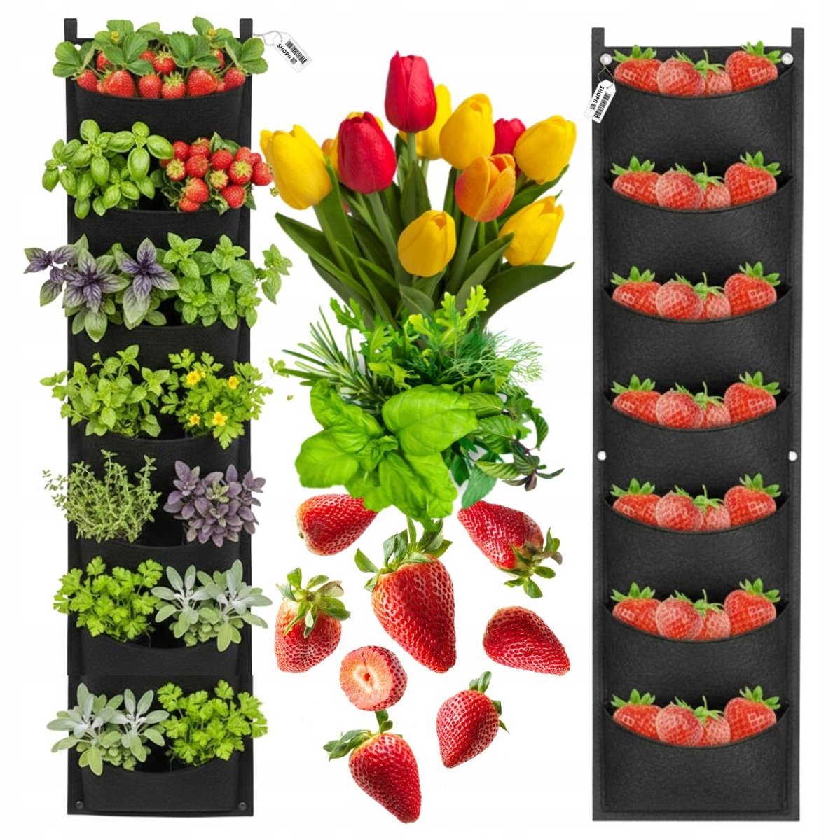 Hangende plantenbak voor aardbeien, kruiden en bloemen - 7 vakken