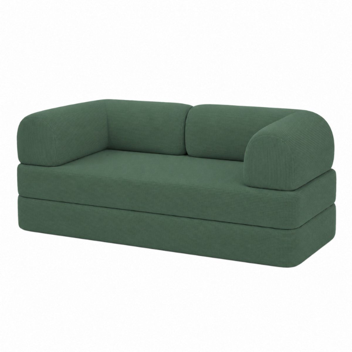 Bananair - 2-zits Bank - Modulaire slaapbank - Bedbank - Ribfluweel - 90x180 cm - Groen