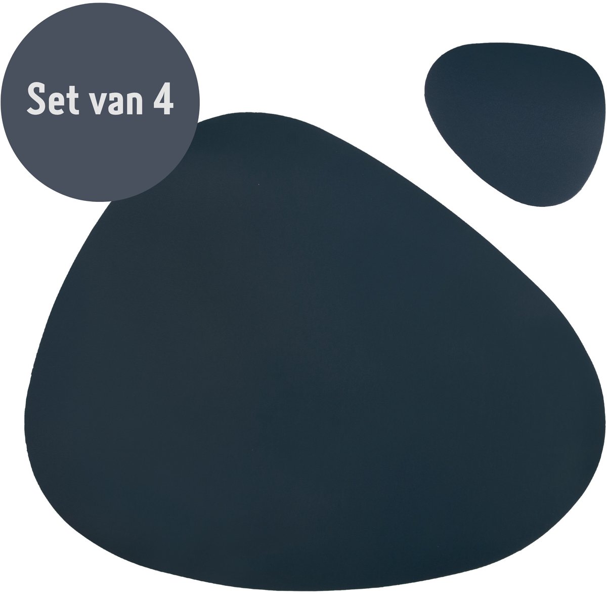 Krumble Placemat en onderzetter - 4 stuks - Design placemat set met onderzetter - PU leer - Donkerblauw