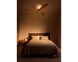 CREATE - Plafondventilator stil 40W (Ø132cm) - Sfeerlicht LED - Afstandsbediening - 6 snelheden - Programmeerbaar - WIND CALM CUSTOM RATTAN