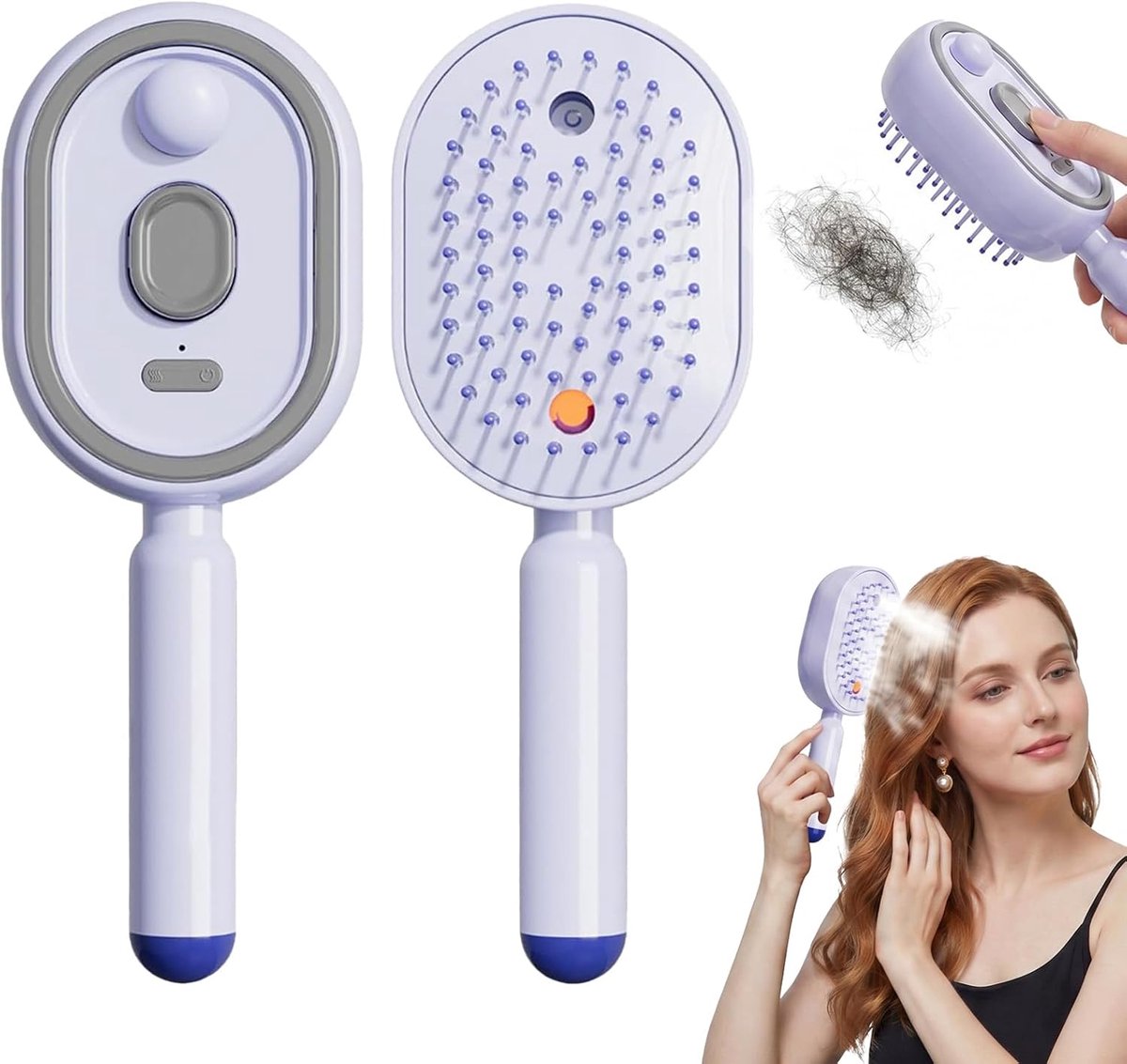 Elektrische Stoomborstel - Multifunctionele Stoom Haarborstel - Stoomkam en Massageborstel - Vernevelaar - Stoomfunctie - Luchtkussen - Voor Reinigen, Verzorgen, Stylen en Ontwarren - Voor Krullend, Droog en Klitterig Haar
