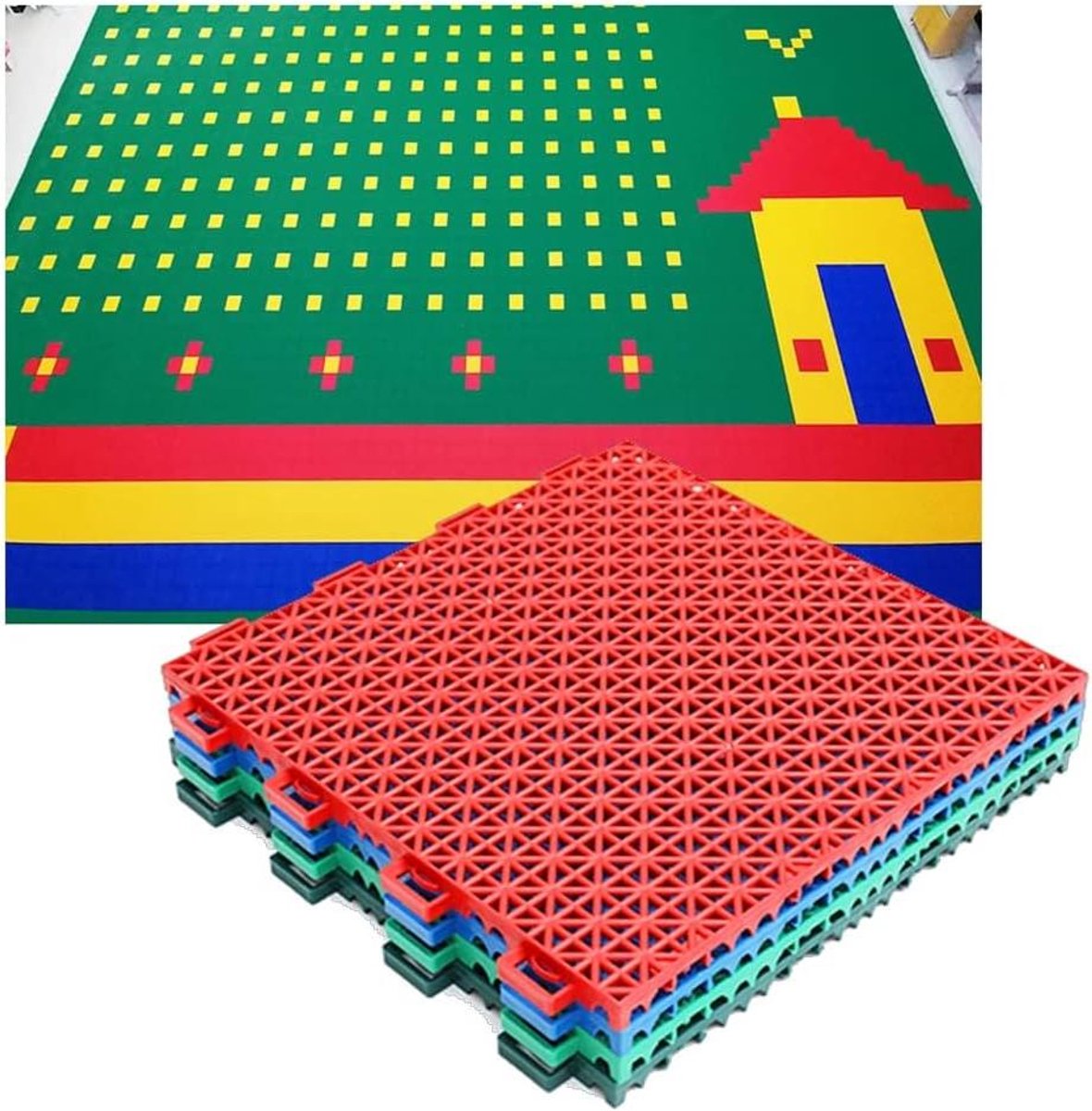 Modulaire Vloertegels - In elkaar grijpende tegels - Sportvloer Aanleggen - Weerbestendig Antislip - 25cm Set - Rood