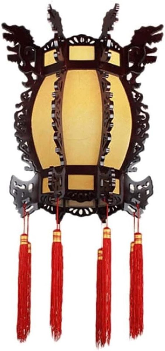Houten Lantaarn - Chinese Lamp - Sfeerverlichting Binnen - Octagonaal Design - N.v.t. - Houtkleurig