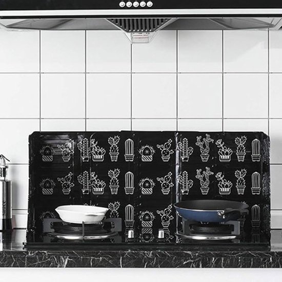 Opvouwbaar Spatscherm - Kookscherm Vet - Schoon Koken - Aluminiumfolie Materiaal - 60 cm Breed - Zwart — afbeelding 4