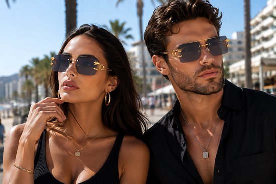 Zonnebril Zwart| Rimless Glasses | Oversized | Frameloos Zonnebril| Trendy Eyewear voor Heren en Dames | Randloze Zonnebril | Heren/ Dames bril | zomerbril/ bril/ brillen | Heren zonnebril / zonnebril zonder rand | zomer bril | Randloze bril — afbeelding 5