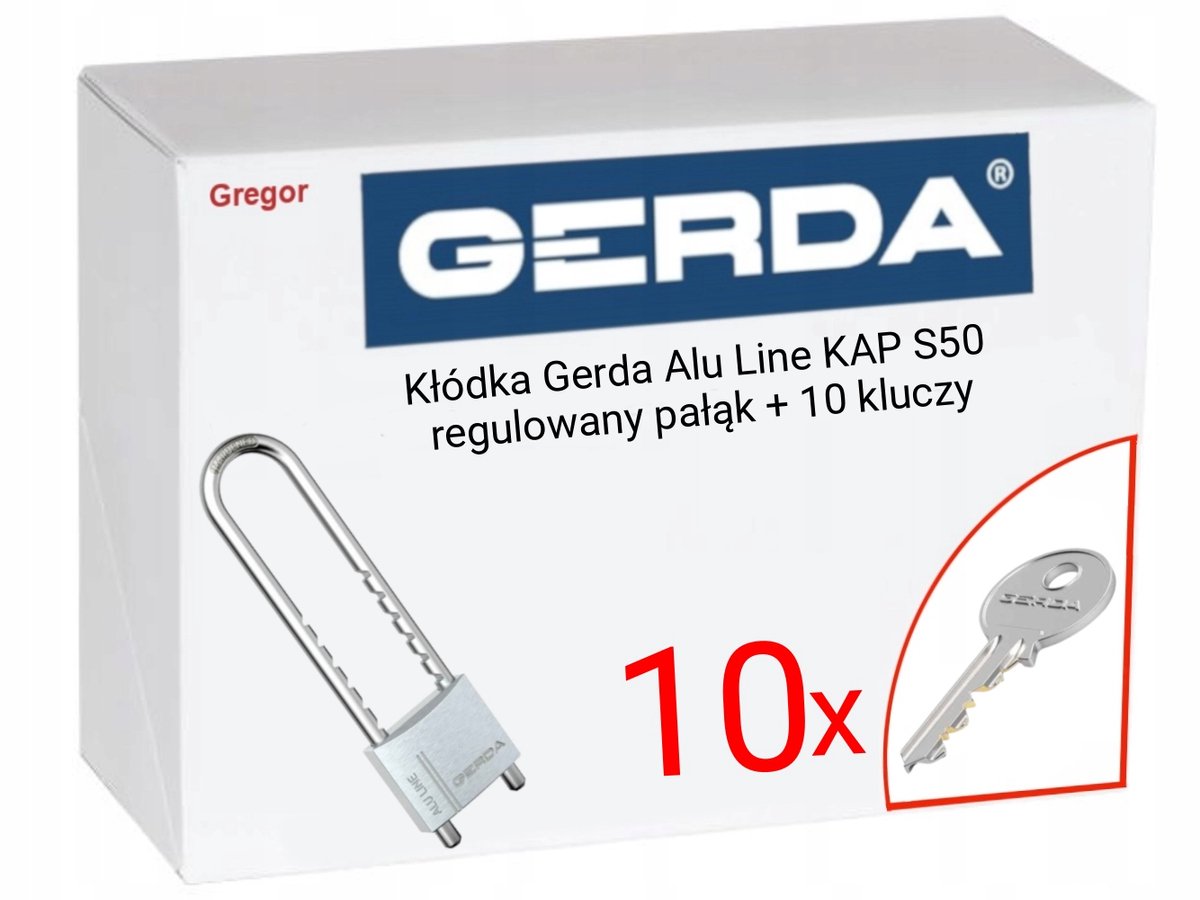 Gerda Alu Line KAP S50 Hangslot met Verstelbare Beugel + 10 Sleutels
