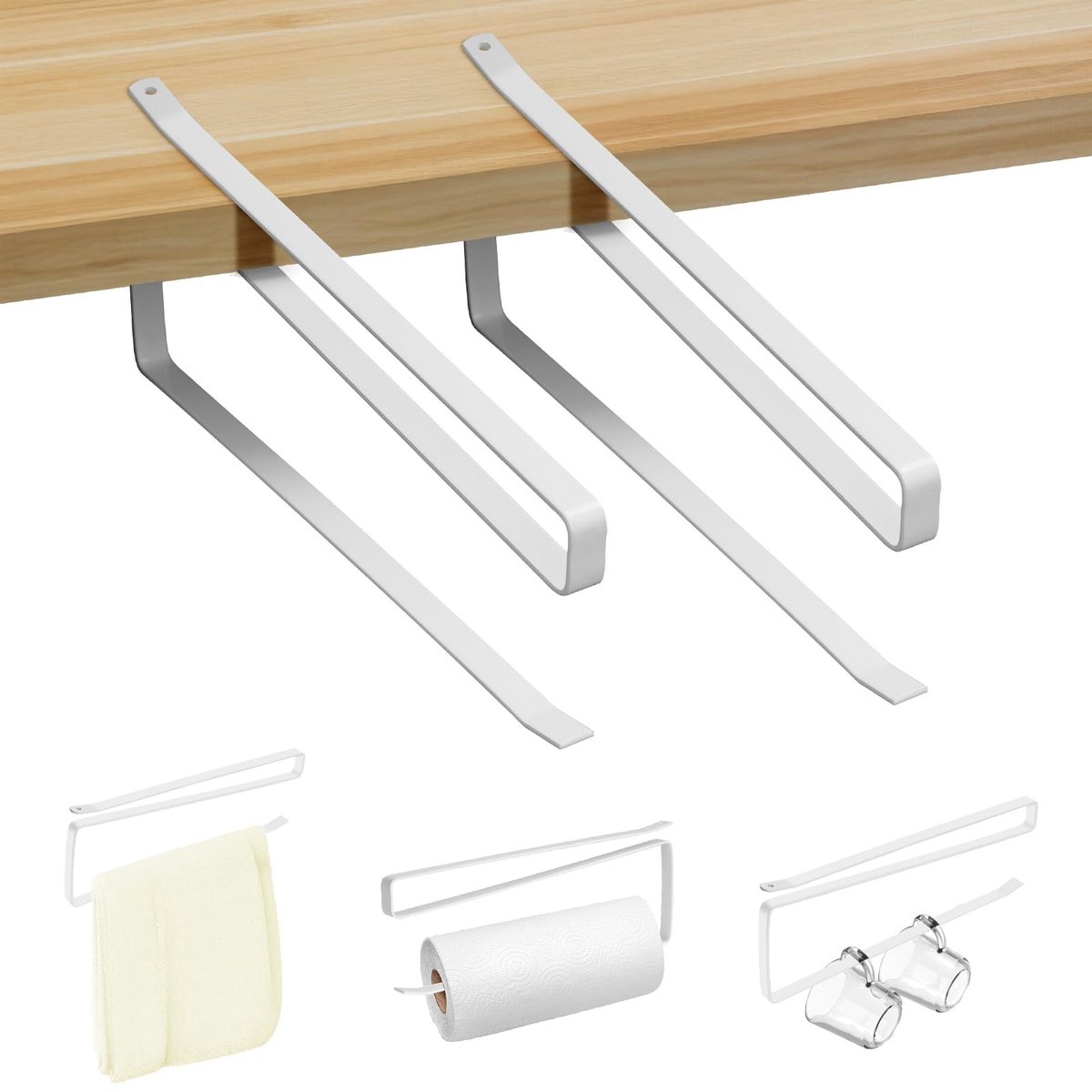 Dailygoods - Sopalin Wandhouder Keukenrolhouder Z-vormig - 2 Stuks Wit