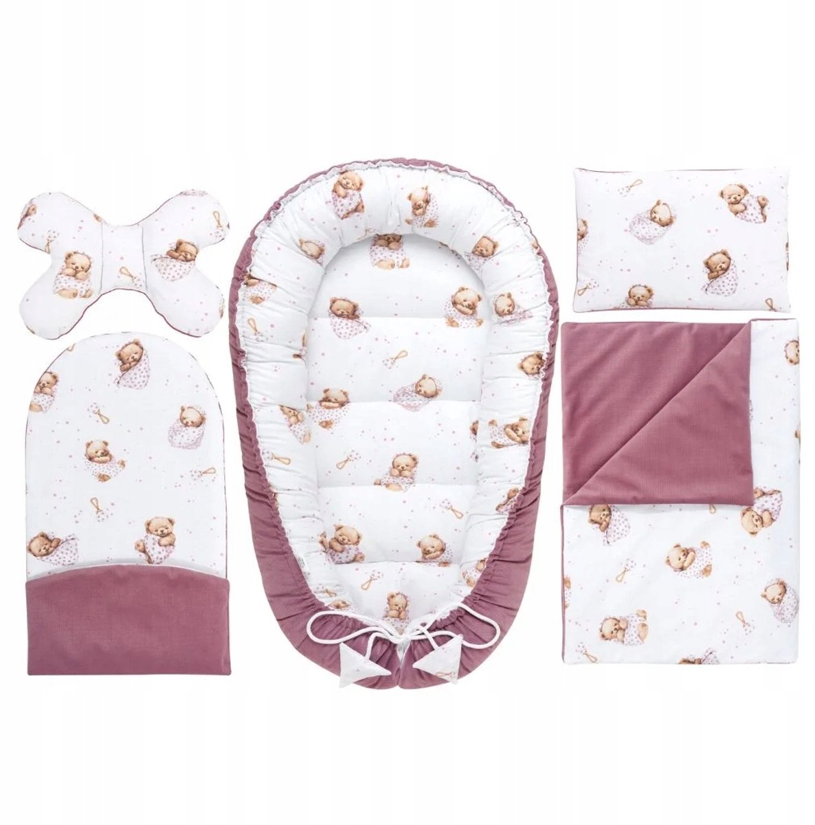 Baby Uitzet Set 5 Delicious - Slaap Teddybeer Oud Roze