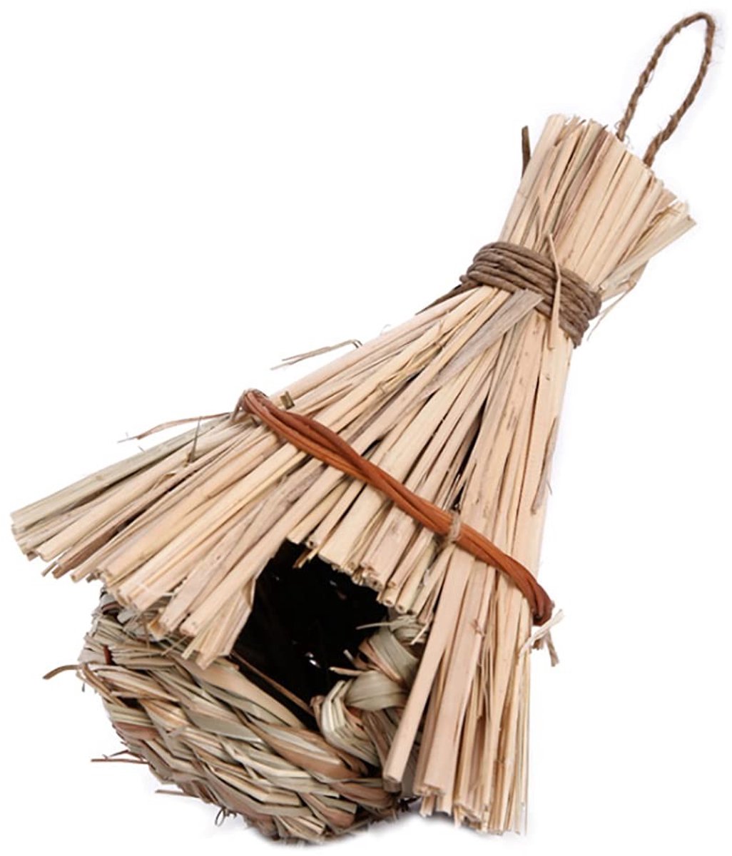 Dailygoods- Kolibriehuis Handgeweven - Vogelhuisje Buiten - Schuilplaats voor Vogels - Duurzaam Gras - Veilig voor Nestelvogels - Eenvoudig Op te Hangen
