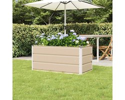 Plantenbak Buiten - Stalen Bak - Tuin Decoratie - Industriële Look - 100 x 50 x 45 cm - Ivoor