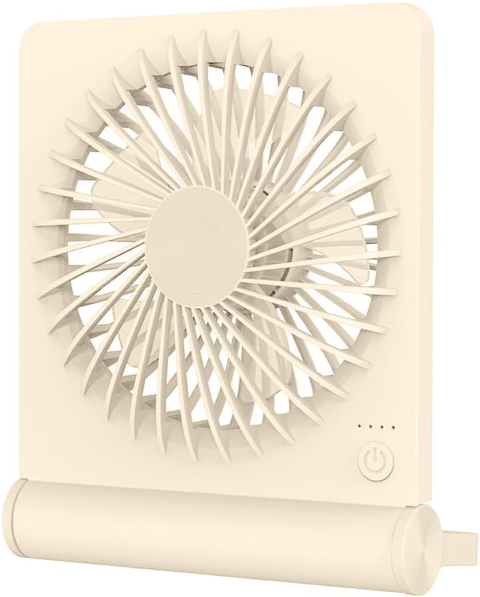 Mini USB-ventilator - 3 snelheidsstanden - Bureauventilator - Opvouwbaar en kantelbaar - Draagbaar - Geschikt voor thuis, kantoor en bureau - Beige