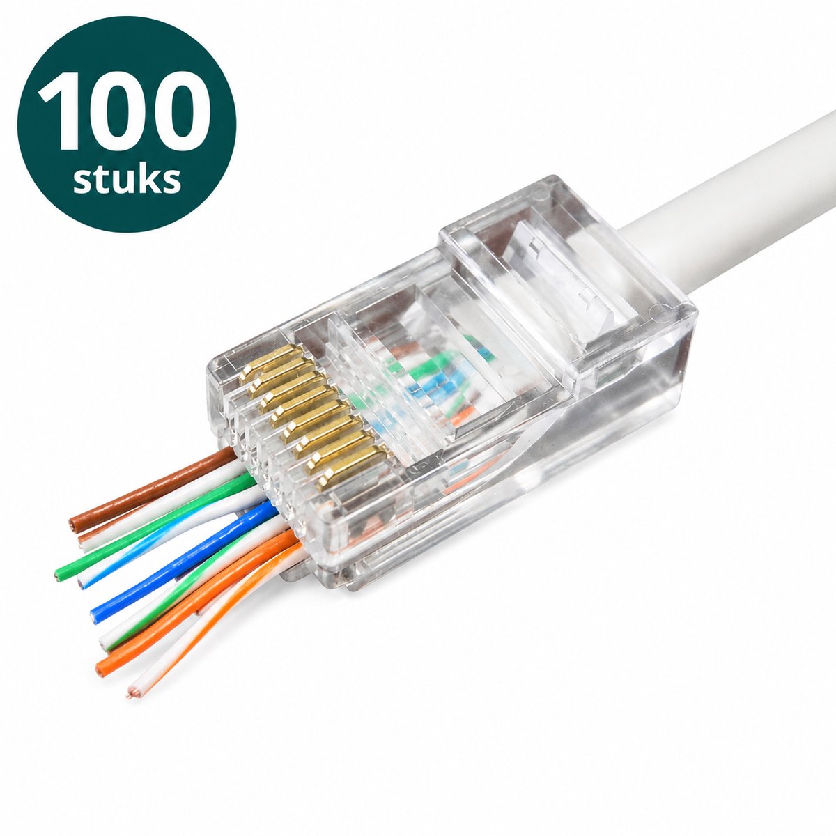 CLUTCHR - RJ45 CAT6 Connectoren Doorsteek – 100 Stuks – UTP Netwerkstekkers – Voor CAT5e/CAT6 Kabel – Solid & Flexibel – Pass Through
