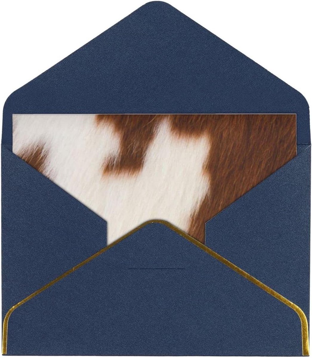 Wenskaart met Envelop - Bedankkaart Cadeaukaart - Groeten Versturen - Parelmoer Papier - 45 x 6 Inch - Blauw
