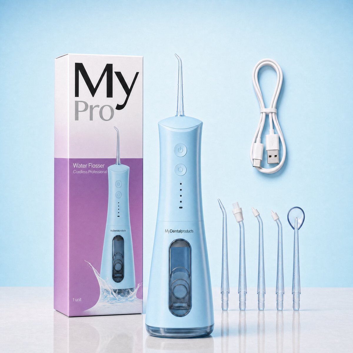 My Waterflosser Pro - Blauw - Waterflosser Draadloos - Flos Apparaat - Beugel - Implantaten - Kronen