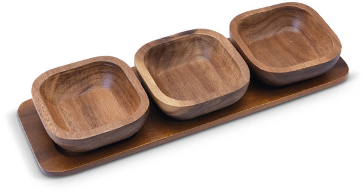 Acaciahouten aperitiefset 4-delig -LUMA- 33×11 cm