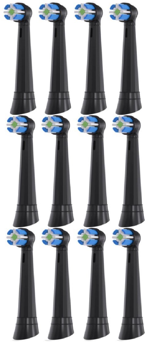 Opzetborstels geschikt voor Oral-B iO tandenborstels - 12 Stuks - Geschikt voor oral b io opzetborstel - Zwart