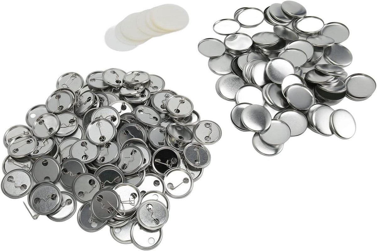 Badge Onderdelen - Pin Maken - Creatief Bezig - Roestvrij Materiaal - 32MM 100 Sets - Zilverkleurig