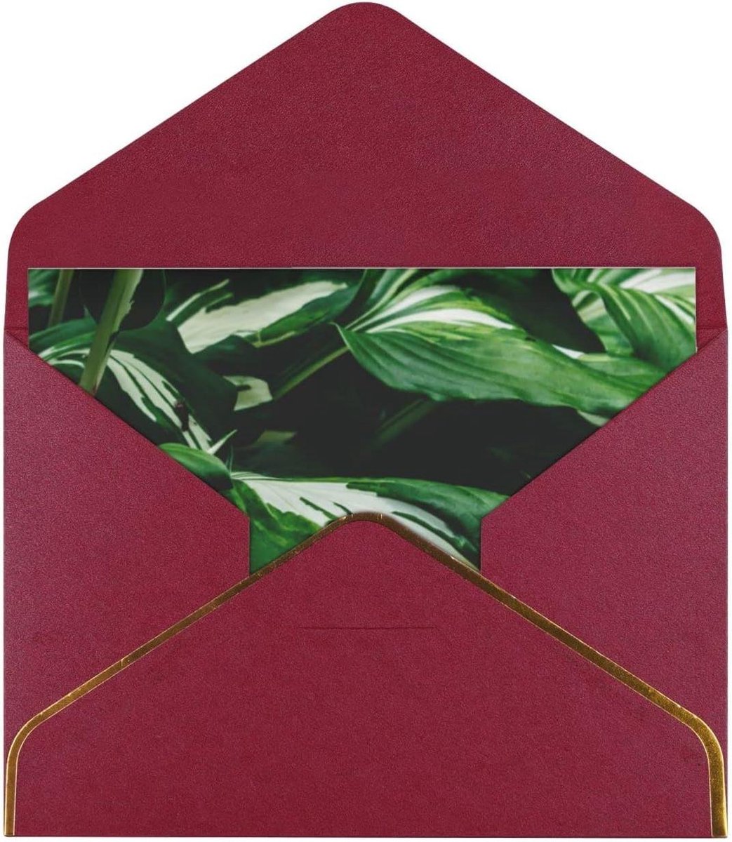 Wenskaart met envelop - Bedankkaart cadeaukaart - Geleentheden vieren - Dubbelzijdig parelmoer effect - 45 X 6 inch - Donkerrood