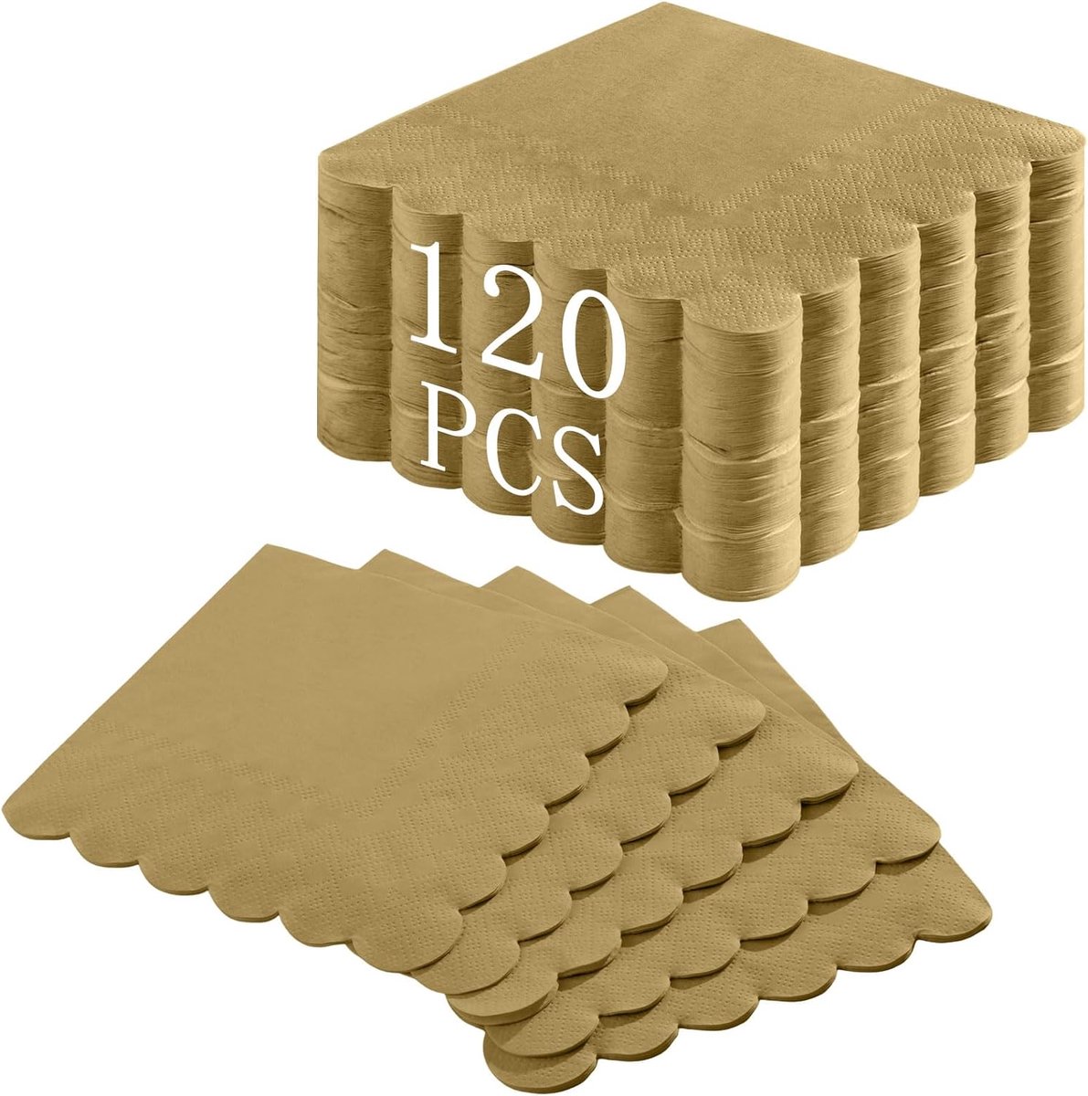 Servetten Papieren - Servetten - Tafel Servetten - Papier - Papieren Wegwerp Servetjes - Feestservetten - Voorjaar Servetten - Lunch/Diner Tafel Decoratie - 2 Laags - Goud - 12 x 13 cm - 120 Stuks - van Imperatoris