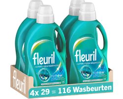 Fleuril Active Fresh - Vloeibaar Wasmiddel - Alle Kleuren Was - 4x29 Wasbeurten - Voordeelverpakking