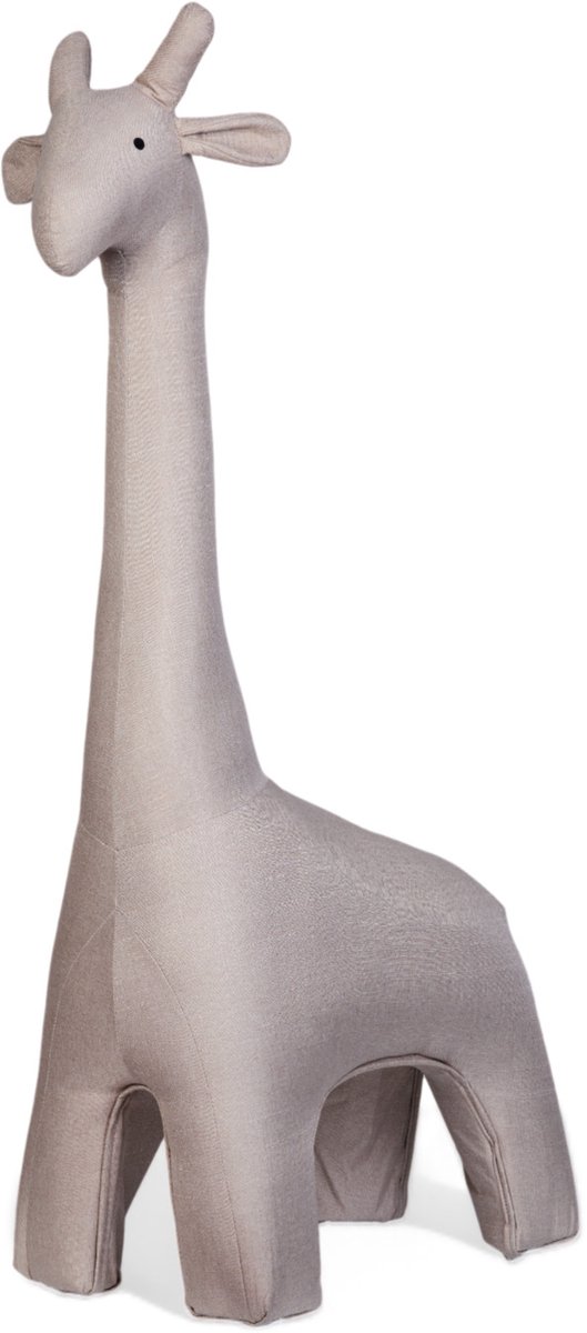 Childhome Staande Knuffel Giraf – 131 cm Hoog – Zachte Speelknuffel – Beige Linnen – 69x26x131 - Decoratie Kinderkamer