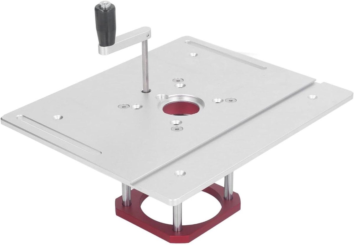 Hefbasis Frees - Routertafel Inzet - Houtbewerking Precisie - 0-54mm Hefbereik - 64-65mm Diameter - Zilver