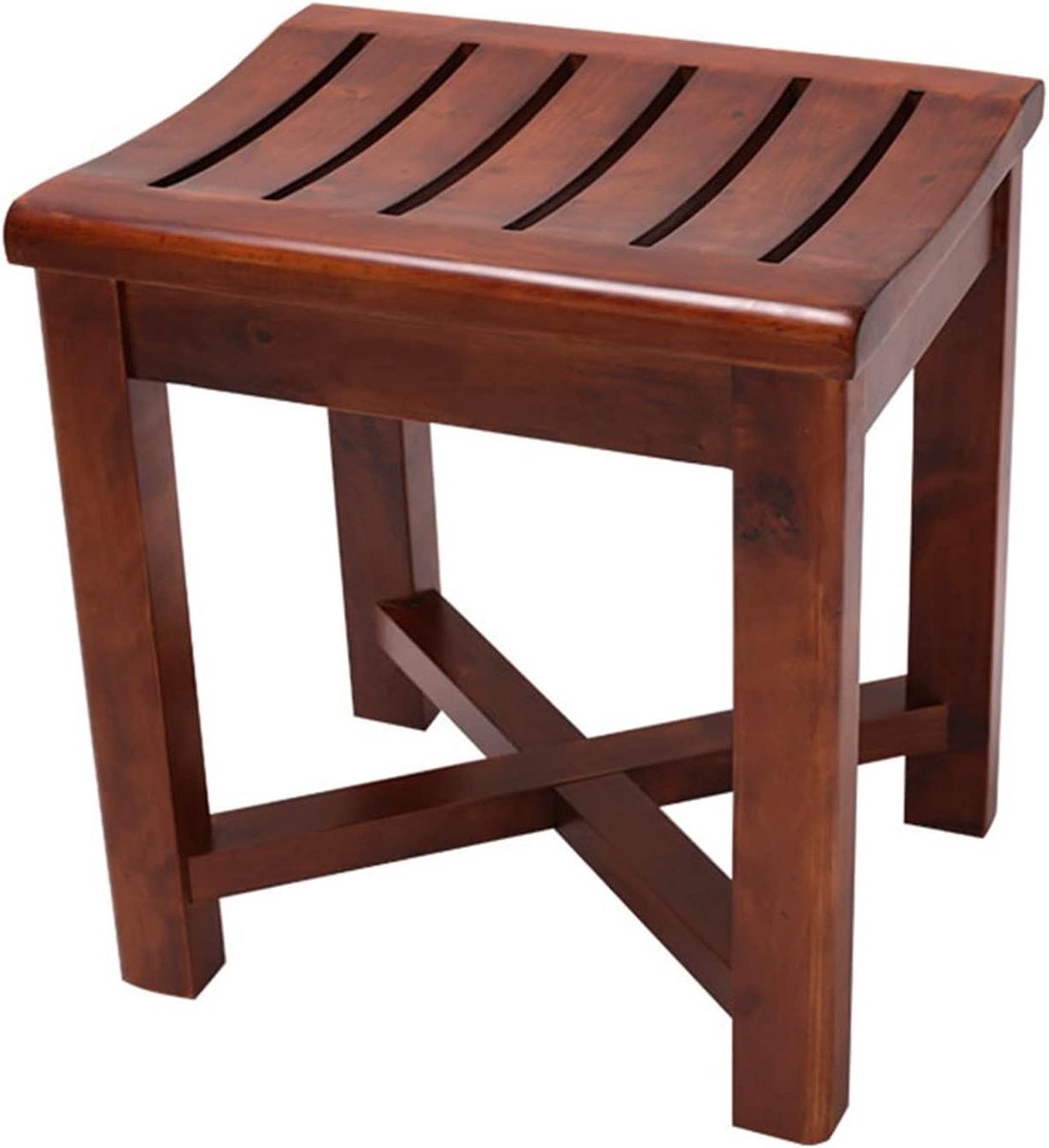 Houten Douchekruk - Voetenbank Badkamer - Comfortabel Douchen - Met Opbergplank - 42x34x55cm - Houtkleur