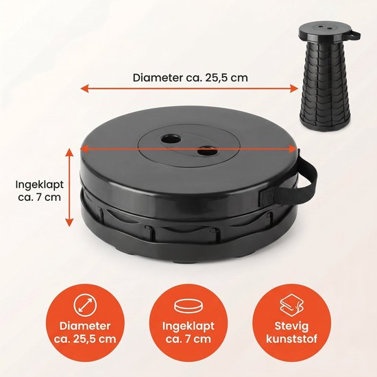 Cheqo® Telescopisch Krukje - Opvouwbare Kruk - Inklapbaar Krukje - Campingkruk - Visstoel - Telescopische Stoel - Verstelbare Kruk - Campingstoel - Klapkruk - Kampeerkruk - Outdoor Kruk - Draagbare Kruk voor Festival en Vissen van Cheqo — afbeelding 3