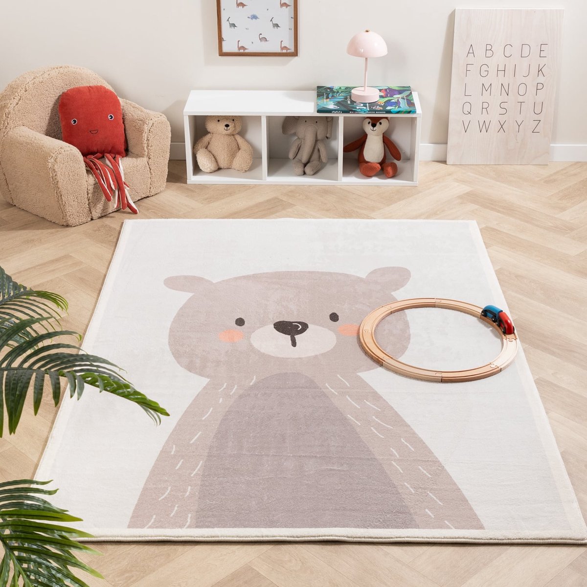 Little Olly Wasbaar kindervloerkleed - Simba Bear Beige - 140x200cm