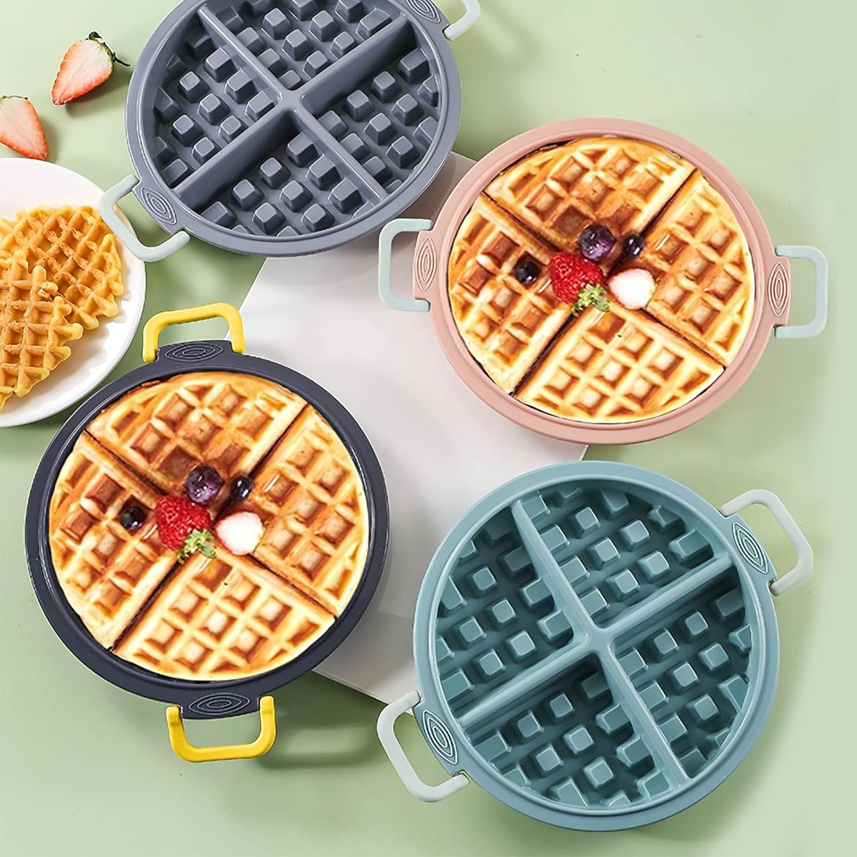 Siliconen wafelvorm - BPA-vrije muffinvormen - Taartvorm - Bakvorm voor wafelijzer, Chocolade, knutselwerk - Snoep - Huishoudelijk gebruik - Oven - Muffin - Cakevorm - Bakbenodigdheden - Grijs – foto 2