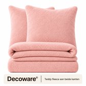 Decoware Teddy Fleece Dekbedovertrek - Licht Roze - Eenpersoons - 140x220 cm + 1 Kussensloop 60x70 cm - Dubbelzijdig - Heerlijk Warm
