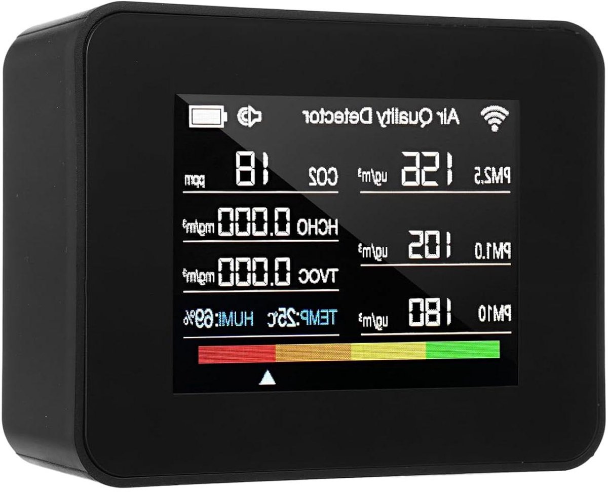 Luchtkwaliteitsmonitor - CO2 meter - Binnenlucht Meten - 13-in-1 Detectie - 2.8 inch Scherm - Zwart