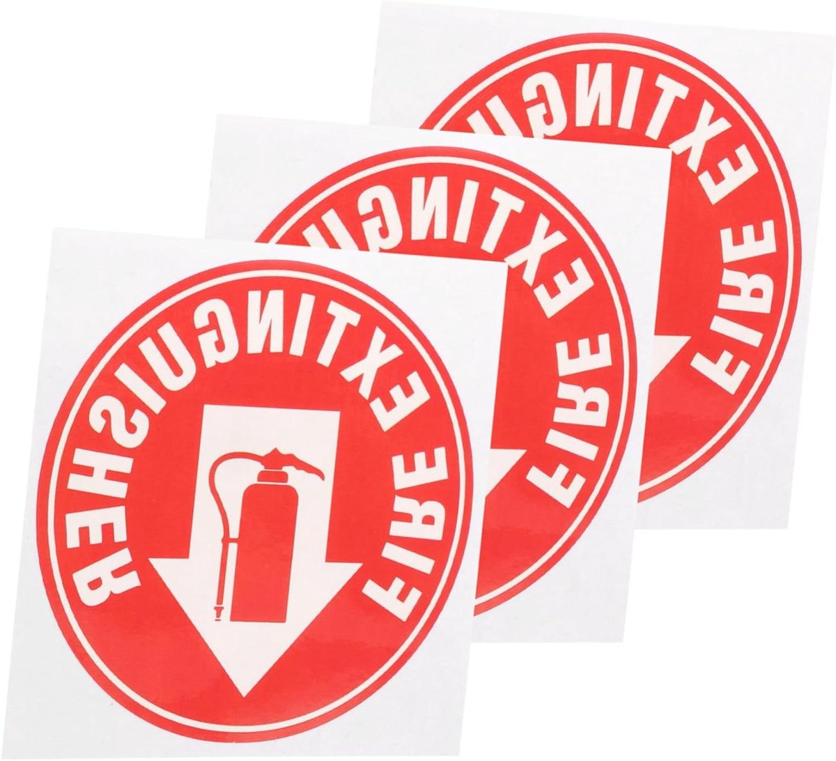 Brandblusser Sticker - Veiligheidsbord Zelfklevend - Noodsituatie Aanduiding - Ronde Vorm - 3 Stuks - Rood Wit