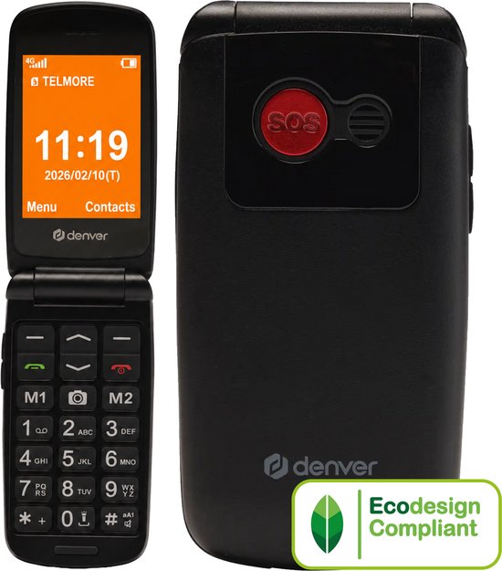Denver Senioren Mobiele Telefoon 4G – Grote Toetsen – SOS knop – Smartphonevrij opgroeien – Oplaadstation – GSM – Bluetooth – FM Radio – Volledig NL en FR – Model 2026 – BAS24800L