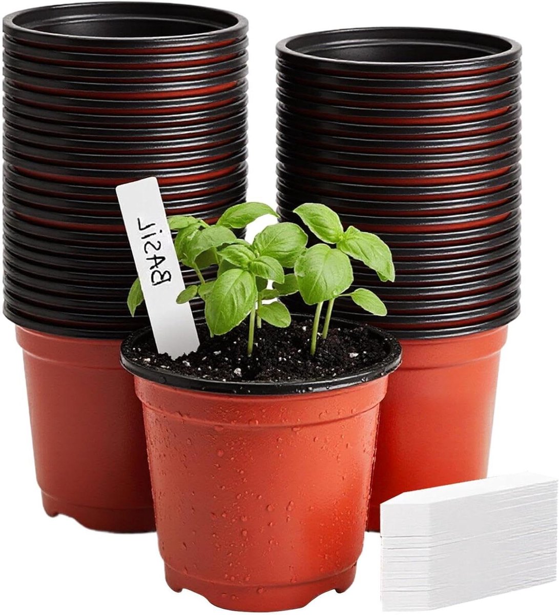 Zaailingpotten Set - Plantenbakken Herbruikbaar - Planten Kweken - Gezonde Wortelontwikkeling - 100 Stuks - Steenrood