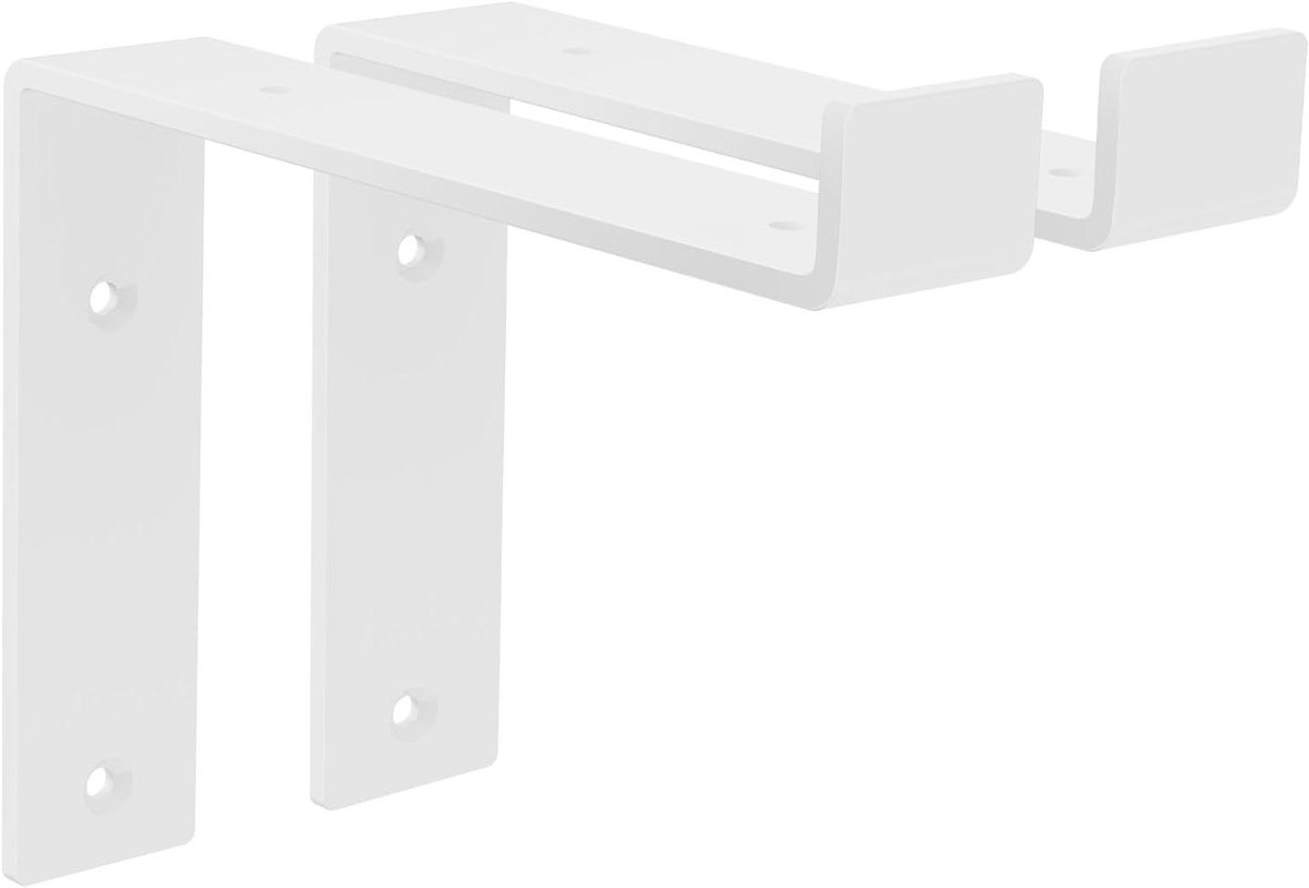 Plankhouders Set - Wandsteunen L-vorm - Creëer Opbergruimte - Industrieel Design Metaal - 20 x 14.5 cm - Wit