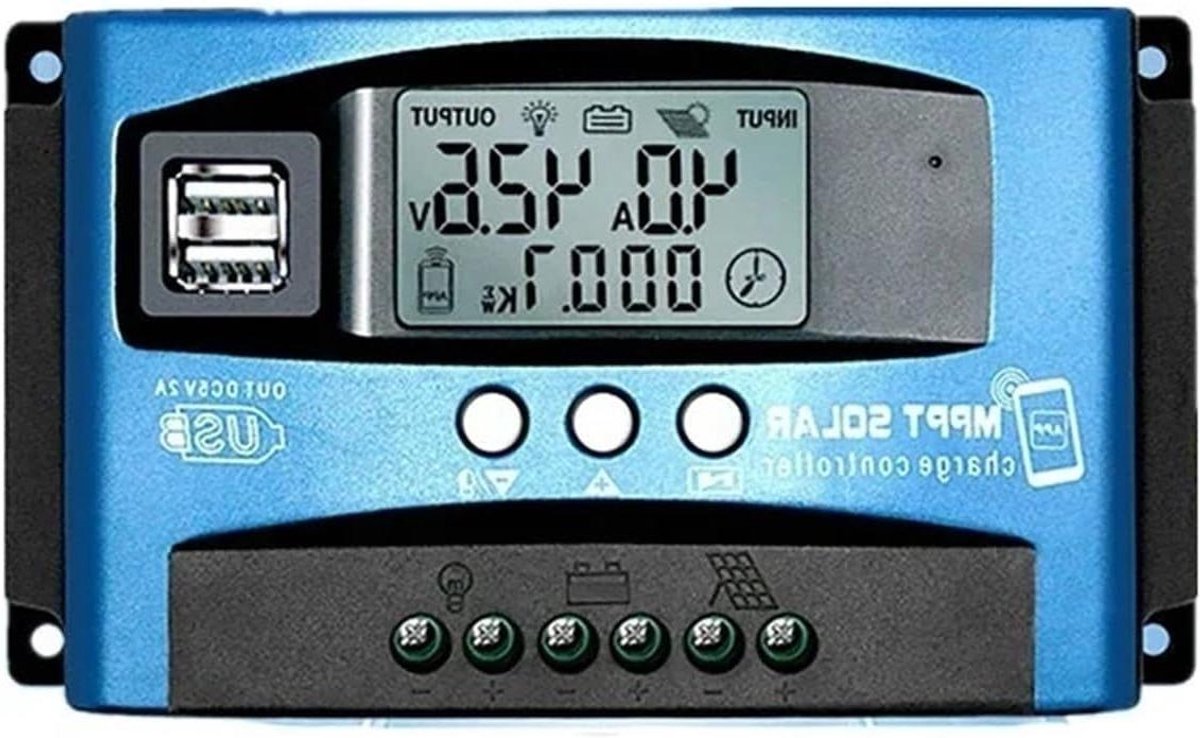Zonne Laadregelaar - MPPT Controller - Energie Opladen - Industriële Masterchip - 30A 60A - Zwart Blauw
