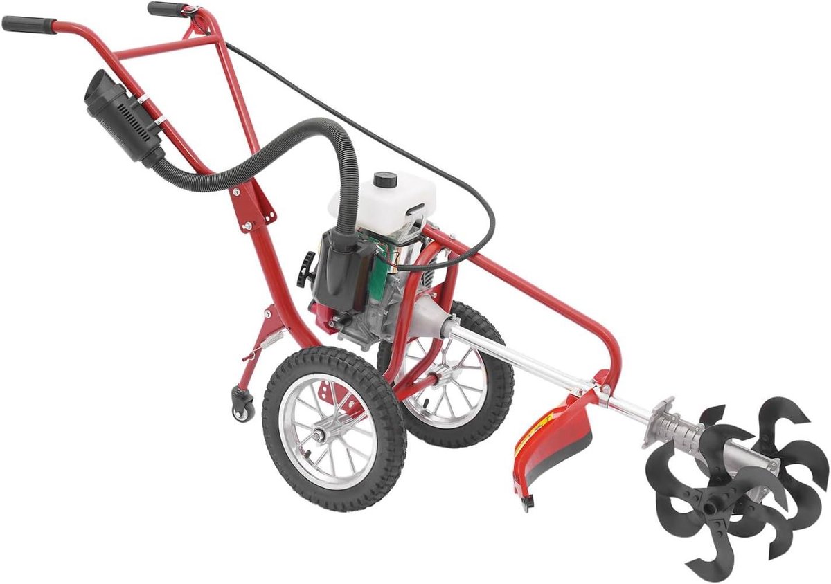 Bodemfrees Tuin - Grondbewerker Frees - Bodem Voorbereiden - 3-in-1 Multifunctioneel - 63 cm³ - Zwart en Rood
