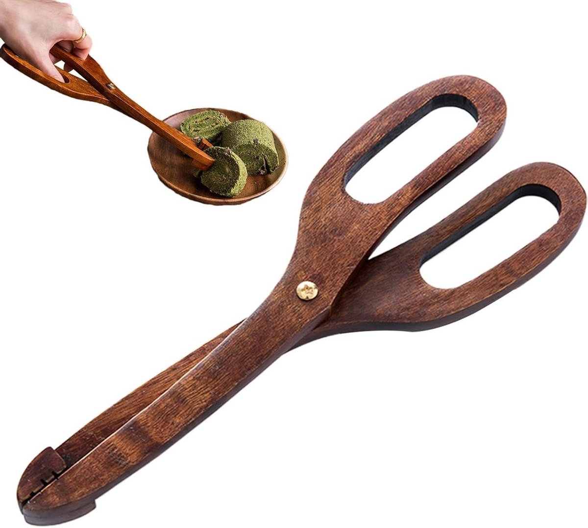 Houten keukentang - Serveertang klem - Lekker koken - Antislip ontwerp - 25 cm - Willekeurig
